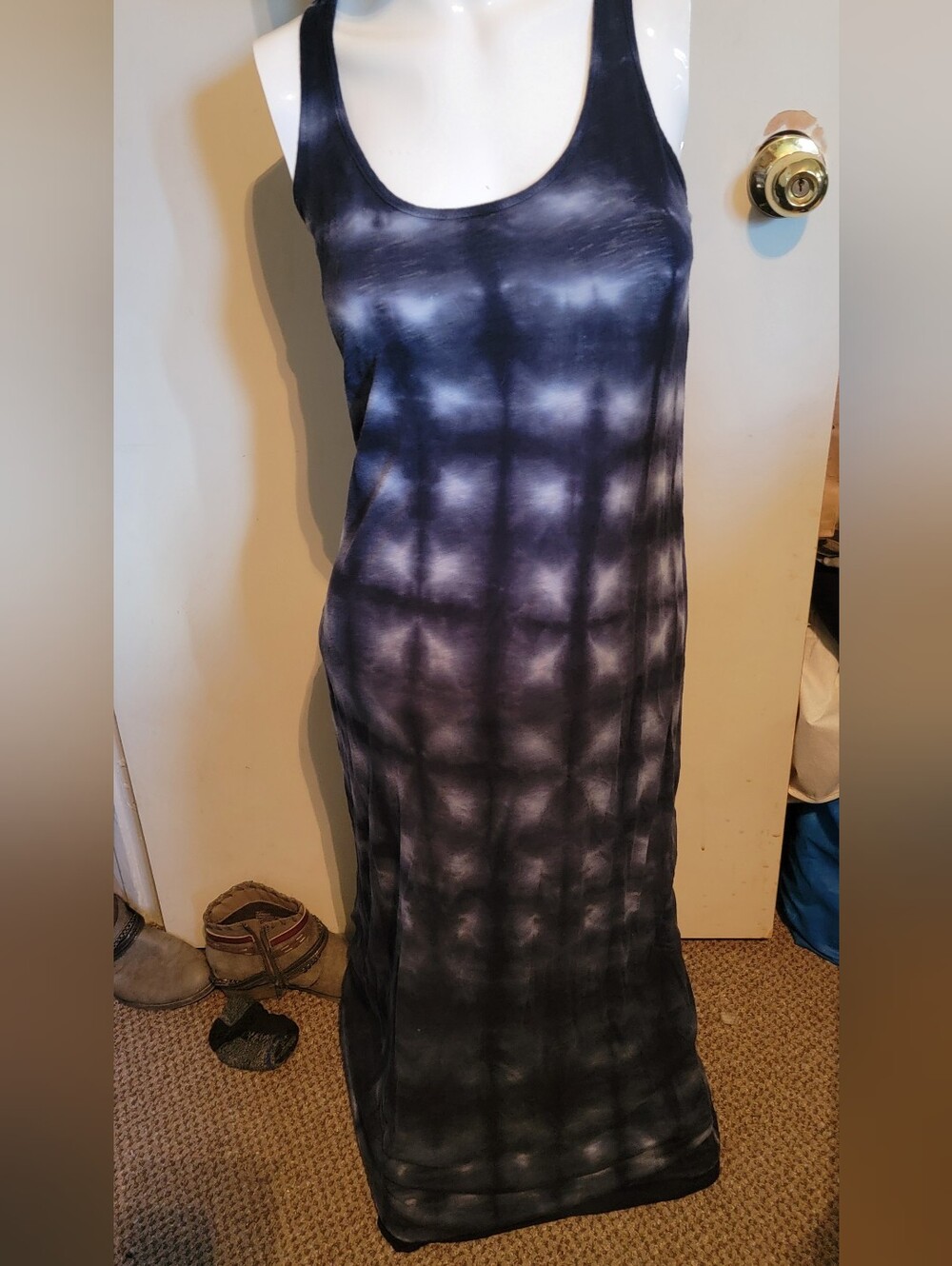 Velvet by Graham & Spencer Navy and White Tie-Dye Tank Maxi Dress